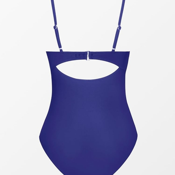 CUPSHE  Women Bathing Suit Twist Front Cutout Adjustable Strap Blue - Picture 5 of 9